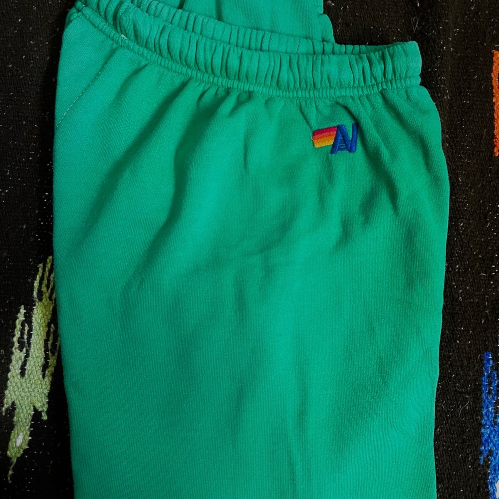 Aviator Nation Happy Face
Vibrant Green Jogger Sweatpants with Elastic Waistband